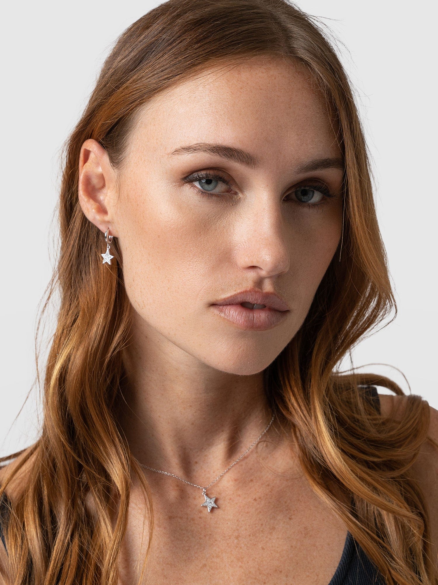 Astral Star Charm Drop Huggie Earrings Silver - Women's Jewellery | Saint + Sofia® EU